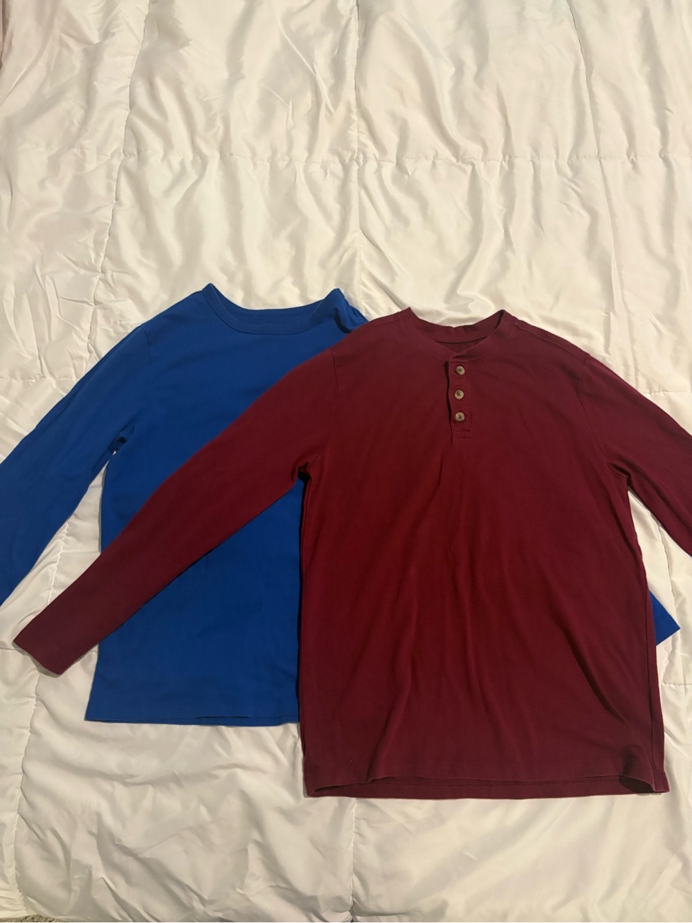 wonder nation Long-Sleeve Henley Shirt Duo - Blue and Burgundy